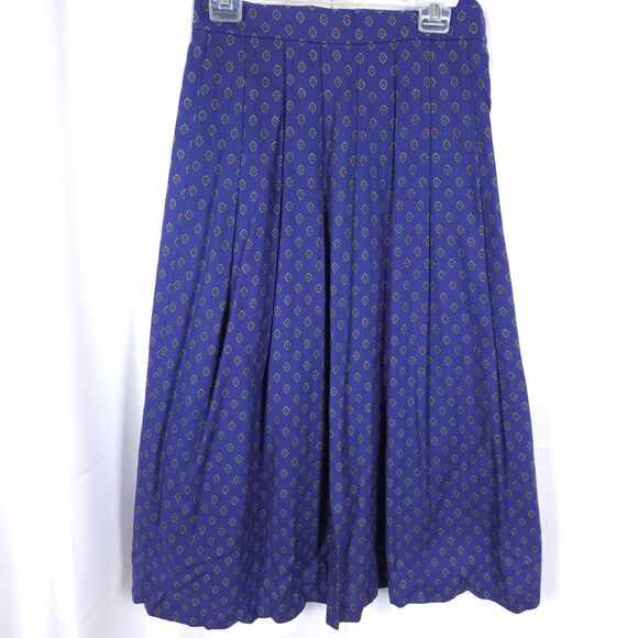 Preswick & Moore Womens 12 Navy Wool A-Line Pleated Maxi Skirt Made In Scotland - Picture 1 of 5